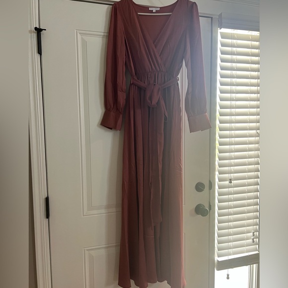 Baltic Born Jenna Dark Mauve Satin Maxi Dress - Small - NWOT - Picture 3 of 7